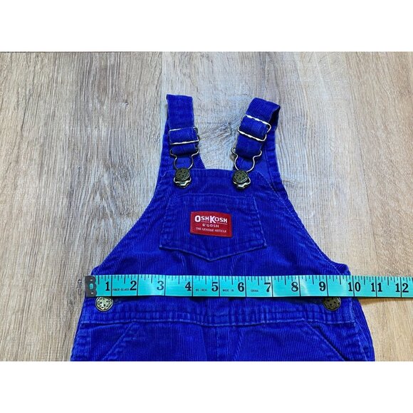 Vintage 90s OshKosh Bgosh 12M Corduroy Toddler Overalls Blue Made In‎ USA - Picture 4 of 6